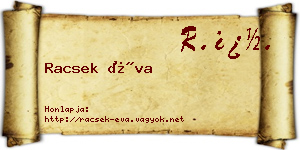Racsek Éva névjegykártya